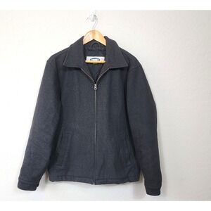 Old Navy Men's  Large Coat Grey Wool Blend Quilt Lined Utilitarian Minimalist